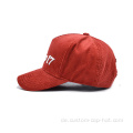 Roter Cordbaseballkappe bestickte Logo -Baseballkappe